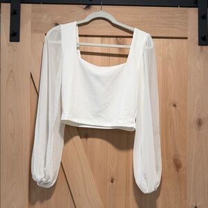 Windsor White Sheer Long Sleeve Women's Top